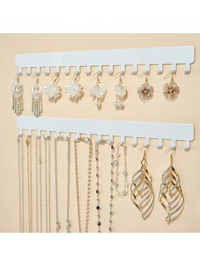 Wall-Mounted Jewelry Organizer - Self-Adhesive Necklace Holder, Space-Saving 2
